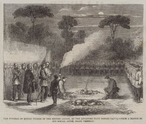 The Funeral of Ensign Tucker of the British Legion, at the Advanced Posts before Capua by Frank Vizetelly